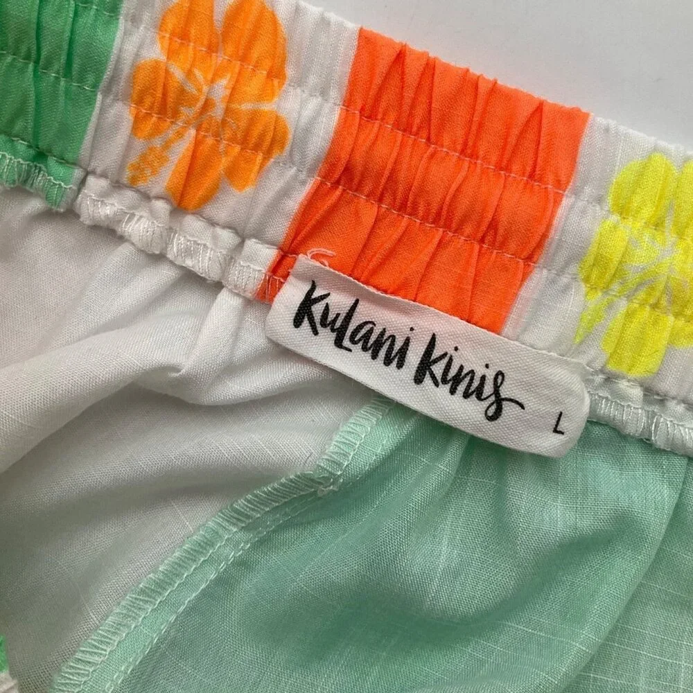 Kulani Kinis  Large Colorful Hibiscus Print Wide-Leg Pull-On Pants - Picture 4 of 14